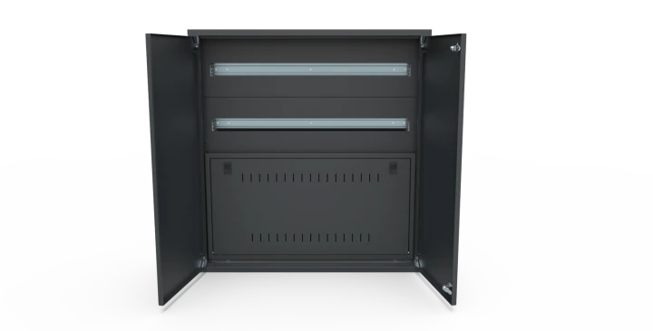 Segment RACK 2U do rozdzielnicy i-Future Kod: E.RS-H20-W20-D20-7016-00 Kolor: Antracyt (RAL 7016)