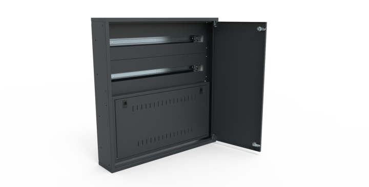 Segment RACK 2U do rozdzielnicy i-Future Kod: E.RS-H20-W20-D20-7016-00 Kolor: Antracyt (RAL 7016)