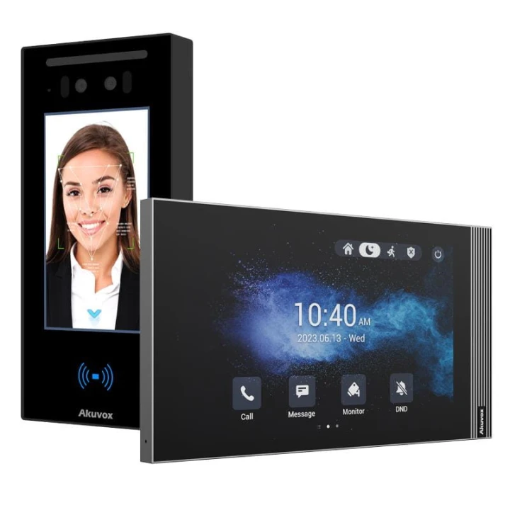 W skład zestawu wchodzi: Panel zewnętrzny IP Akuvox E16C x1 Monitor wideodomofonowy IP 8" Akuvox S563W x1