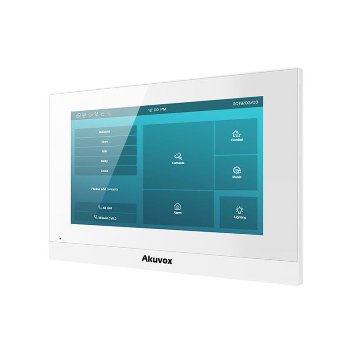 Monitor wideodomofonowy IP 7" System operacyjny Linux Komunikacja dwustronna z innymi urządzeniami bazującymi na protokole SIP Zasilanie: PoE Intercom, Dzwonek, Session Initiation Protocol Wymiary: 200(szer.) x 132(wys.) x 17.5(gł.) mm