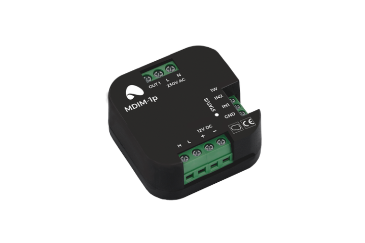 M-DIM-1p moduł ściemniacza, płynna regulacja mocy max. 300W, 1 wyjście, 2 wejścia, 1-Wire, puszka