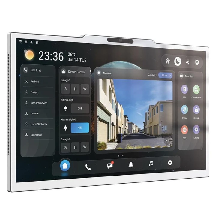 Oznaczenie modelowe: X937A Wyświetlacz: 15,6" System operacyjny: Android 14 Zasilanie: PoE+ / DC 12 V Montaż: Poziomo Komunikacja: LAN, WiFi, Bluetooth, HDMI-IN Przekaźniki: 2 Odbieranie połączeń z Akuvox: Tak Aplikacja: SmartPlus Wymiary: 360 × 21