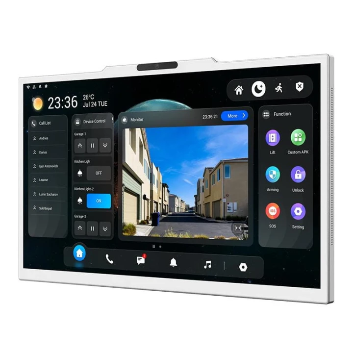 Oznaczenie modelowe: X937A Wyświetlacz: 15,6" System operacyjny: Android 14 Zasilanie: PoE+ / DC 12 V Montaż: Poziomo Komunikacja: LAN, WiFi, Bluetooth, HDMI-IN Przekaźniki: 2 Odbieranie połączeń z Akuvox: Tak Aplikacja: SmartPlus Wymiary: 360 × 21