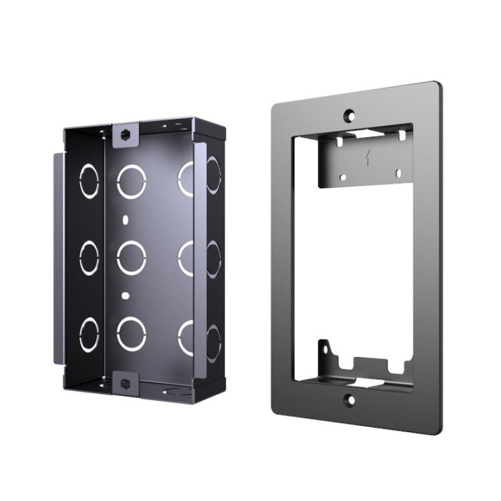 Puszka podtynkowa do R20A / R25A Kolor: Czarny Materiał: Metal Zestaw składa się z puszki podtynkowej oraz front panelu Wymiary puszki podtynkowej: 179 × 116 × 50 [mm] Wymiary front panelu: 189 × 120 × 22 [mm]