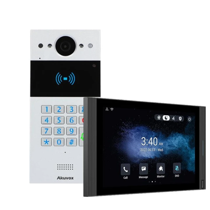 Panel zewnętrzny: 1x Panel R20K Panel wewnętrzny: 1x Monitor S567W Połączenie: Przewodowe Obsługa smartfonem: Tak Otwieranie furtki: Tak Otwieranie bramy: Tak Otwieranie kartą: Tak System Operacyjny: Android