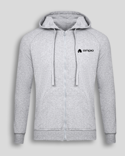 Szara bluza sportowa z logo Ampio.