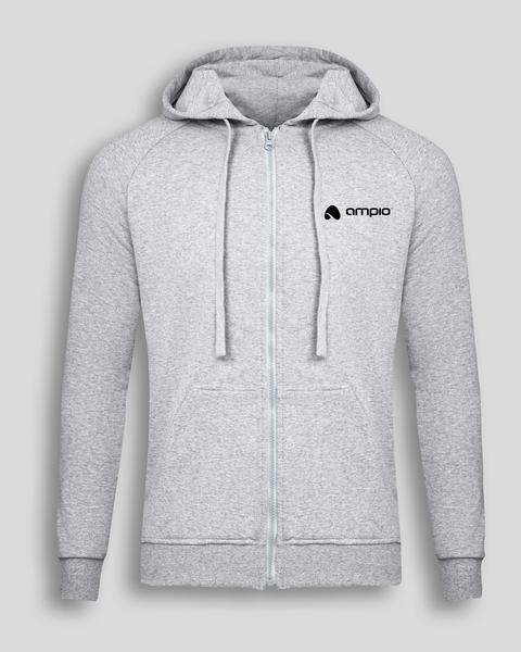 Szara bluza sportowa z logo Ampio.