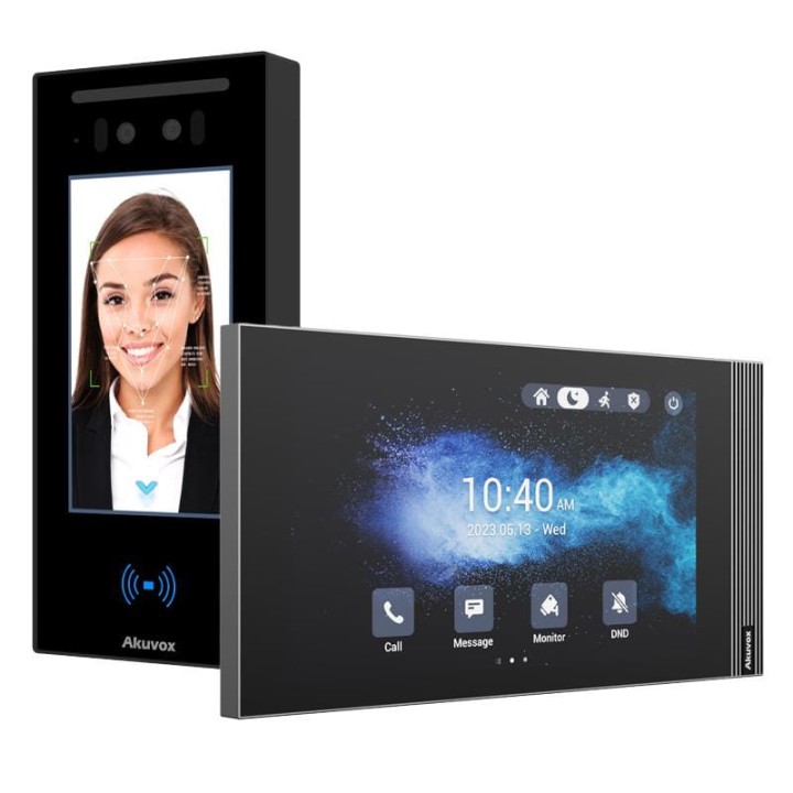 W skład zestawu wchodzi: Panel zewnętrzny IP Akuvox E16C x1 Monitor wideodomofonowy IP 7" Akuvox S562 x1