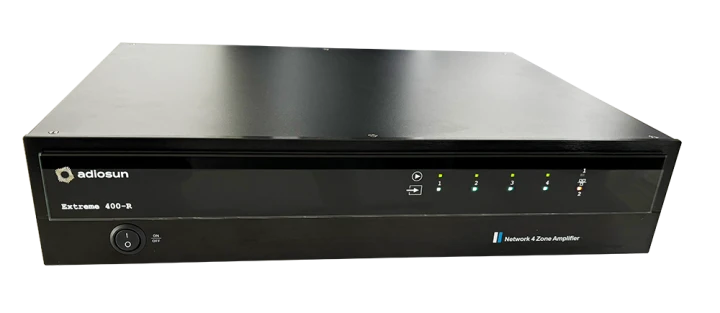 Amplituner streamingowy Extreme 400-R do wielostrefowych systemów audio w inteligentnych instalacjach. Jeden amplituner do cztery stereofoniczne strefy audio o mocy do 4x2x50W. Amplituner obsługuje popularne aplikacje internetowe.